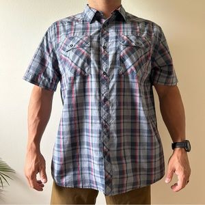 The North Face Mens XL Gray Plaid XL Short Sleeve OutDoor‎ Button Front Shirt